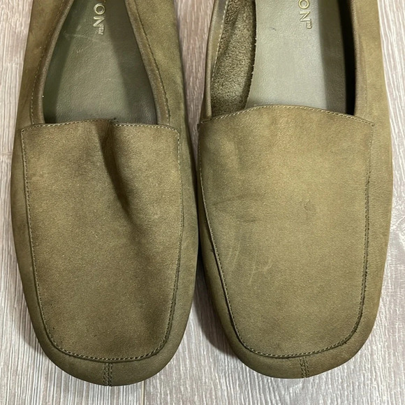 Covington Leather Suede Olive Green Slip On Loafers 9 - Picture 6 of 16